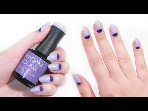 Cobalt Half Moon Nails w/ Madam Glam &amp; Canni Gels