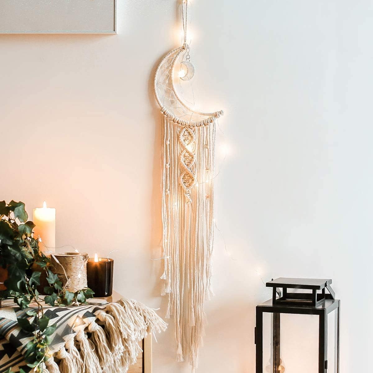 Dremisland Macrame Woven Wall Hanging Moon Dream Catcher- Boho