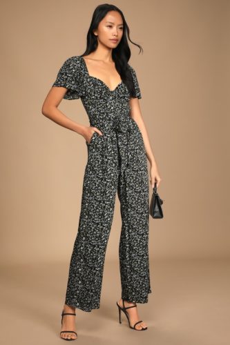 Black floral jumpsuit