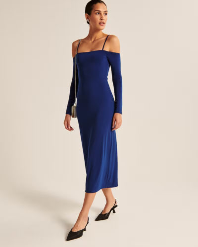 AF Blue Off the Shoulder Midi Dress