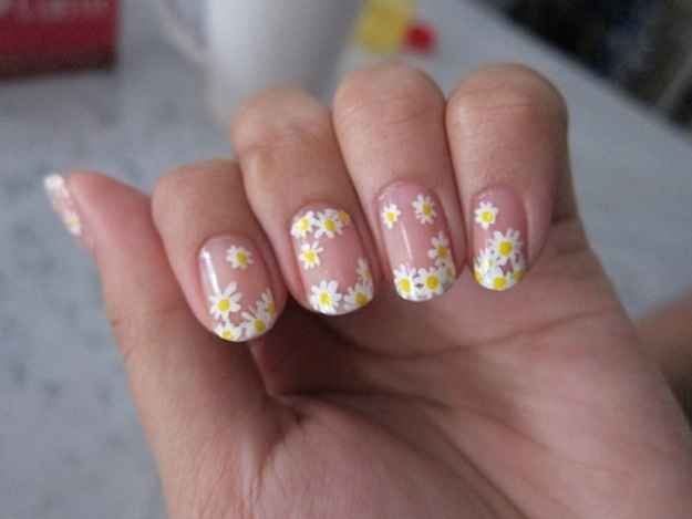 Floral Daisy Pattern Transparent Nail Wraps - nail art, flower nail design