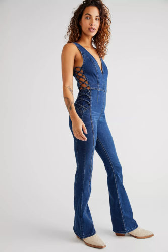 FP Denim Jumpsuit with lace up sides