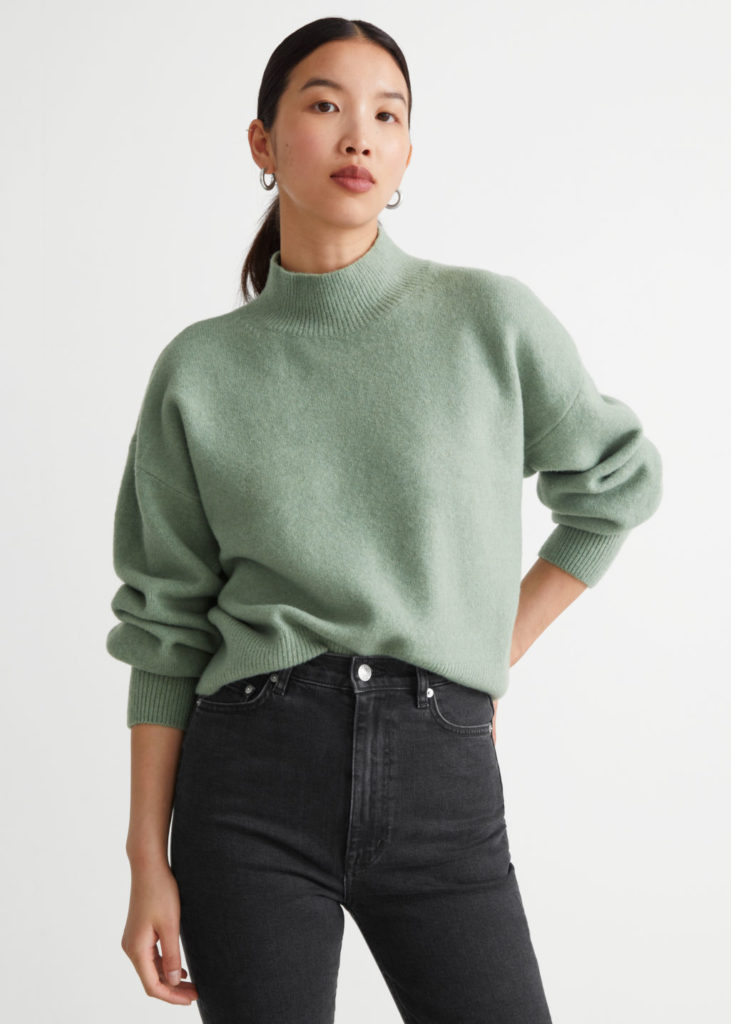 And Other Stories Mock Neck Sweater in green