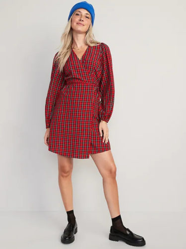 Old Navy Plaid Dress - office holiday party