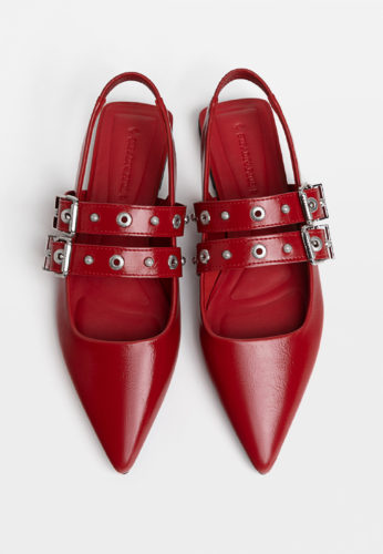 Stradivarius Red Slingback Buckled Flats