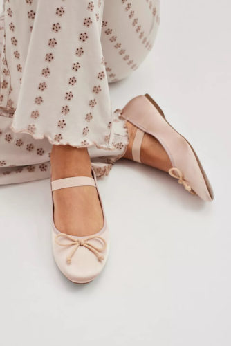 UO Pink Satin Ballet Flats