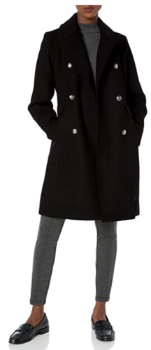 Black double breasted wool coat from Amazon - classic outfits