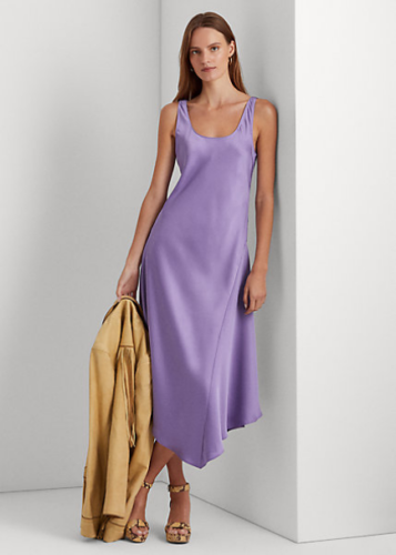 lauren ralph lauren purple wisteria satin sleeveless cocktail dress