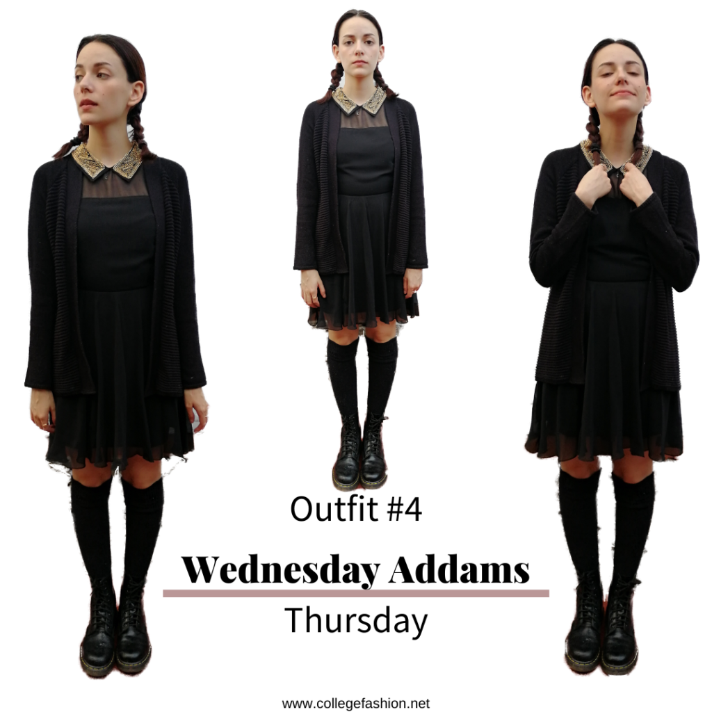 I dressed like Halloween Characters for a week  Wednesday Addams - halloween costume